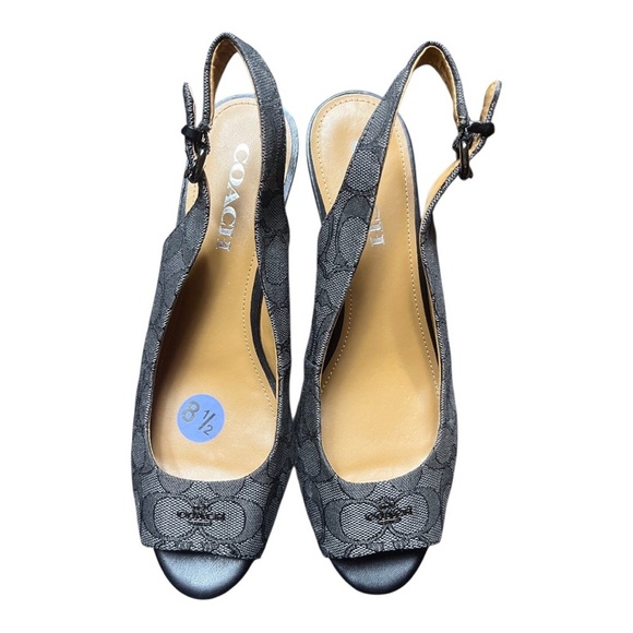 NEW! Coach Black and Gray Patterned Wedges - Picture 2 of 6